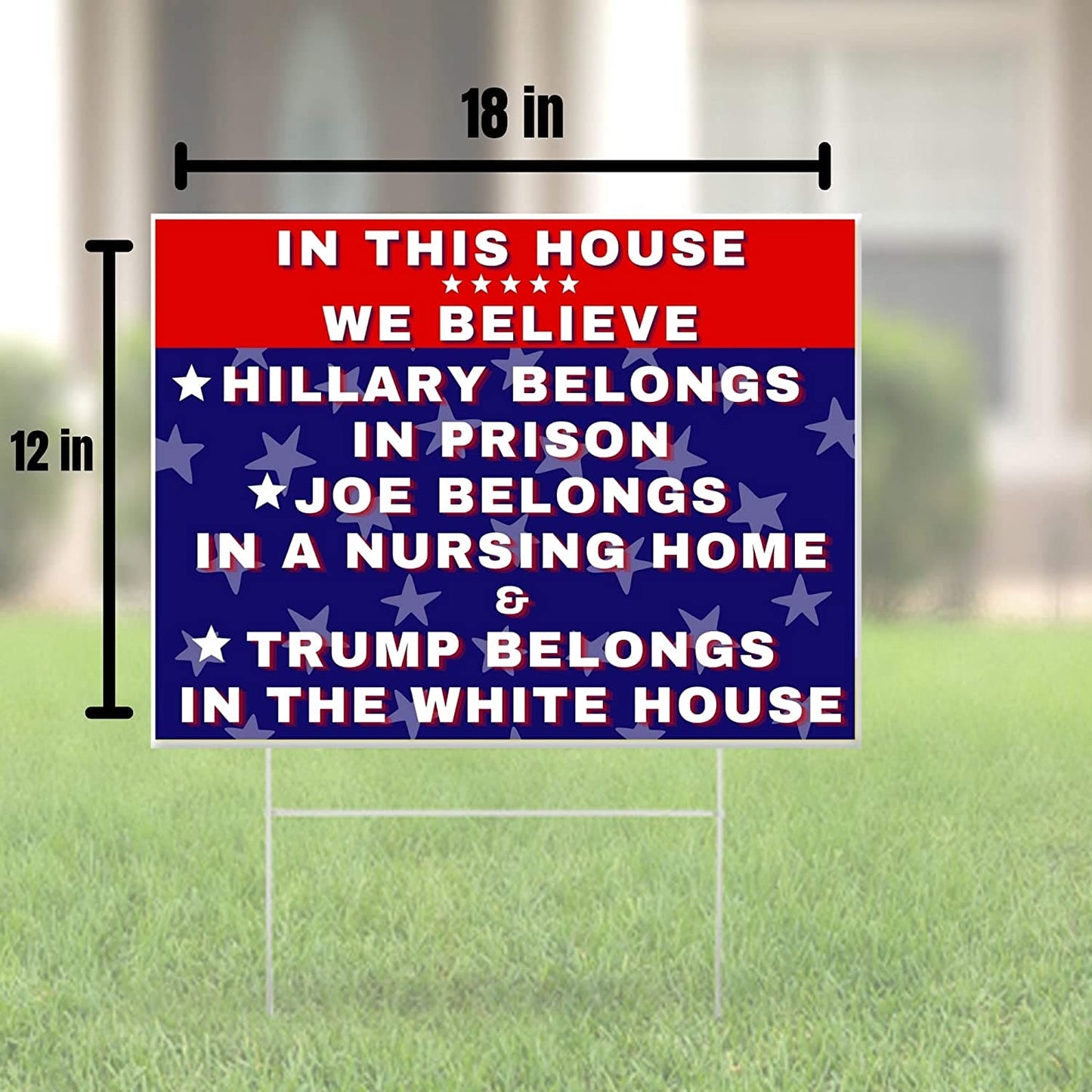 Hillary for Prison - Biden For Nursing Home - Pro Trump 18"x12" Double-Sided Yard Sign - 2 PIECES - LiberTee Shirts