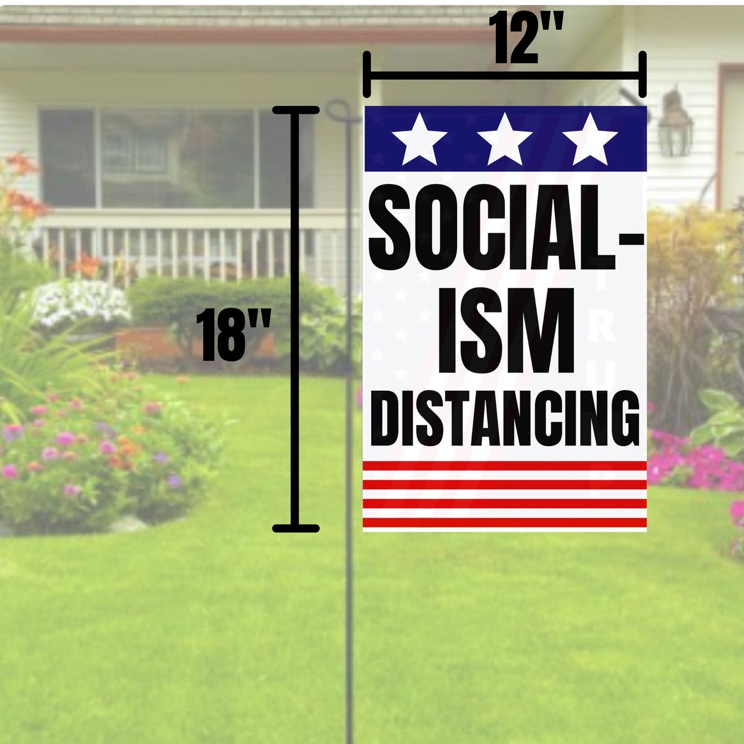 Pesky Patriot Socialism Distancing Outdoor Garden Flag | Anti-Socialist Funny 12x18 Double-Sided Flag Banner for Lawn and Garden | Pro Capitalism and Republican Pride Sign