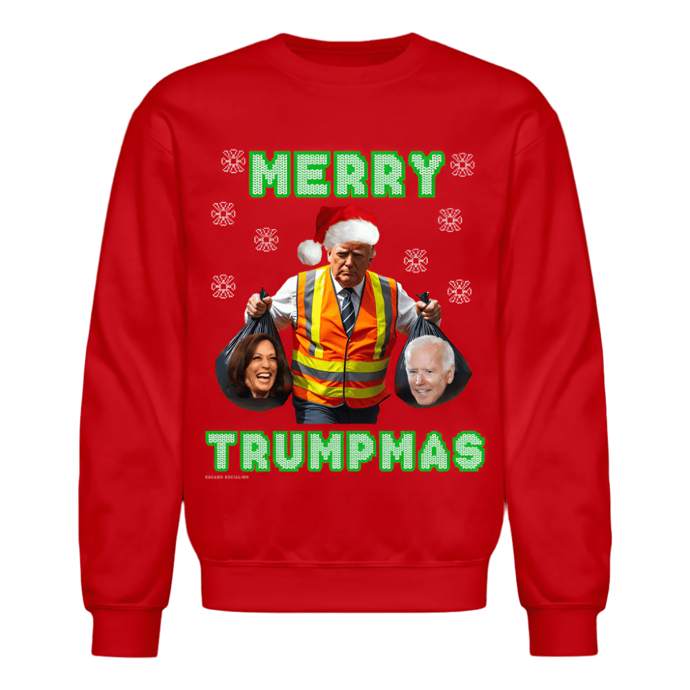 Merry Trumpmas Taking out the Garbage Ugly Christmas Sweatshirt - red