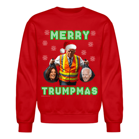 Merry Trumpmas Taking out the Garbage Ugly Christmas Sweatshirt - red