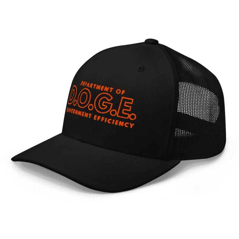 D.O.G.E Department of Government Efficiency Black Trucker Hat
