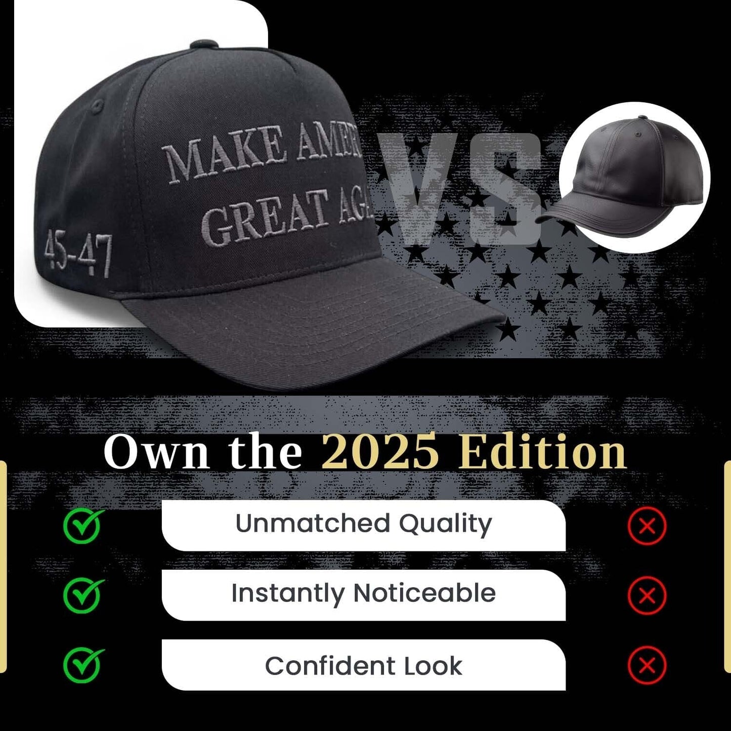 Make America Great Again 45-47 Dark MAGA Series Snapback Hat