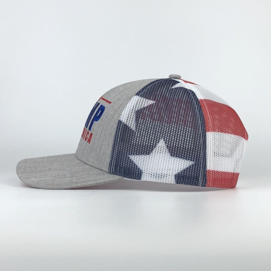 Trump 2024 Save America American Flag Mesh Trucker Hat - 2 Hats - LiberTee Shirts