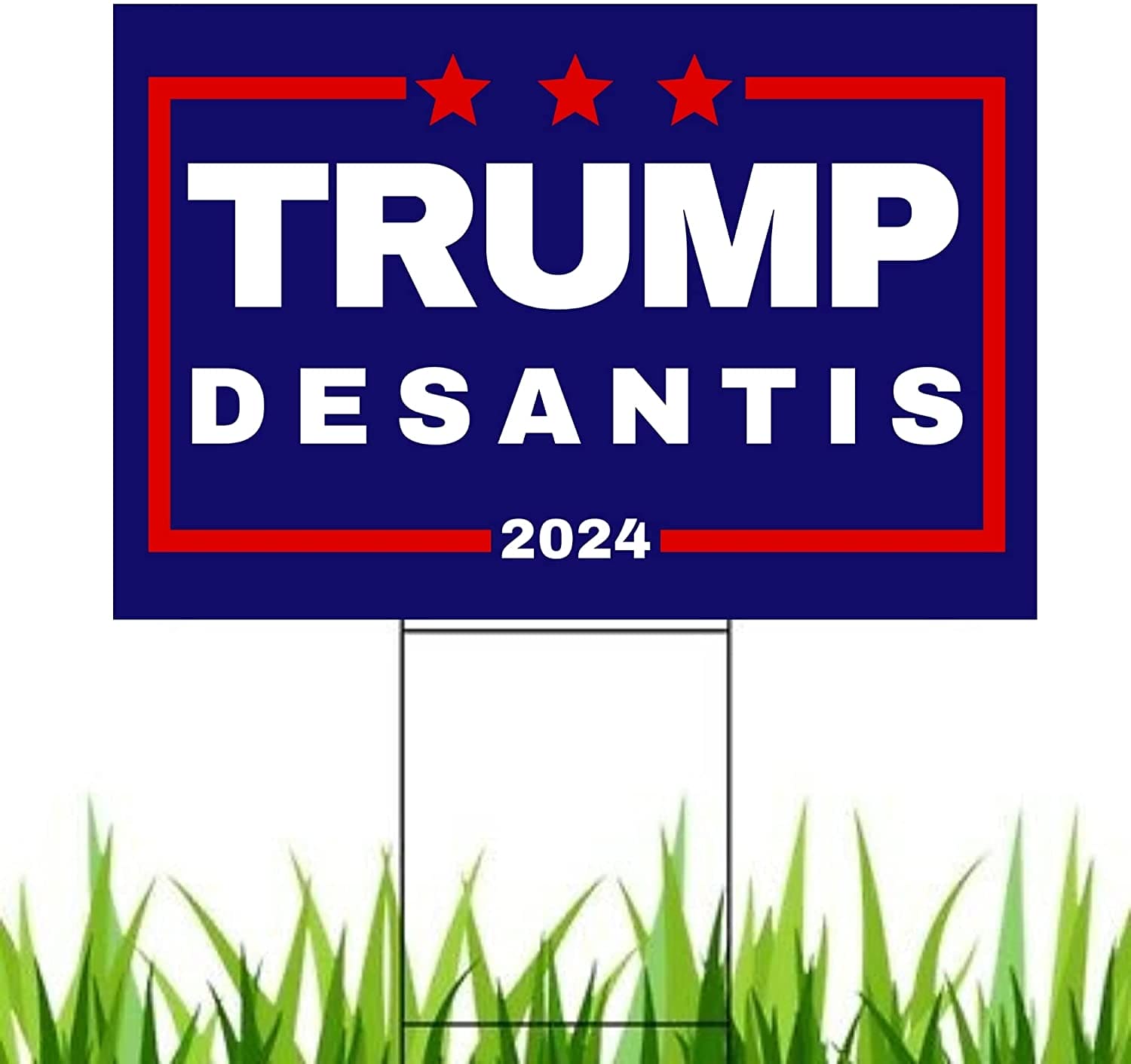 Trump Desantis 2024 Yard Sign | Donald Trump and Ron Desantis 18" x 12" Lawn Sign with Metal Stake - LiberTee Shirts