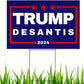 Trump Desantis 2024 Yard Sign | Donald Trump and Ron Desantis 18" x 12" Lawn Sign with Metal Stake - 2 Flags - LiberTee Shirts