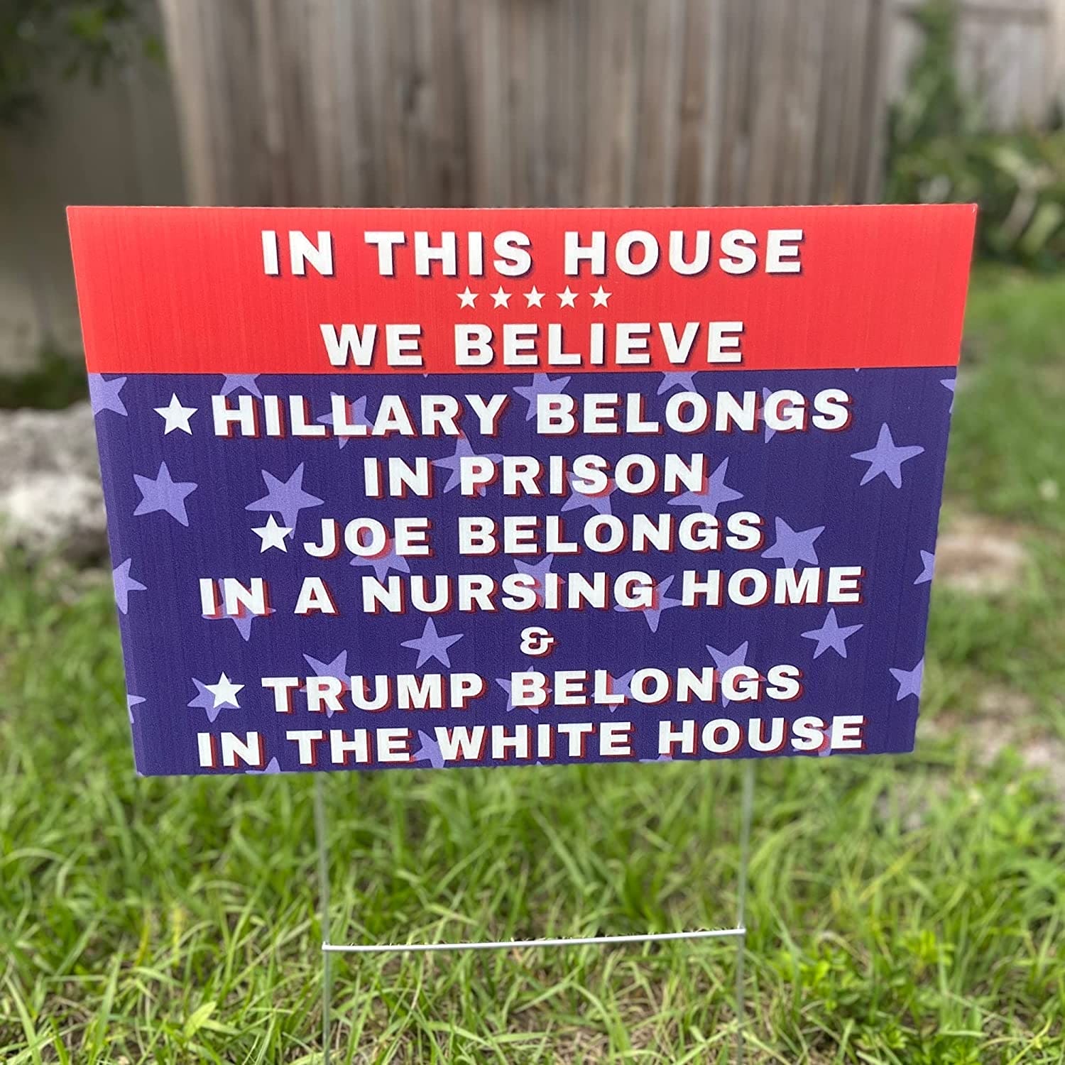 Hillary for Prison - Biden For Nursing Home - Pro Trump 18"x12" Double-Sided Yard Sign - LiberTee Shirts