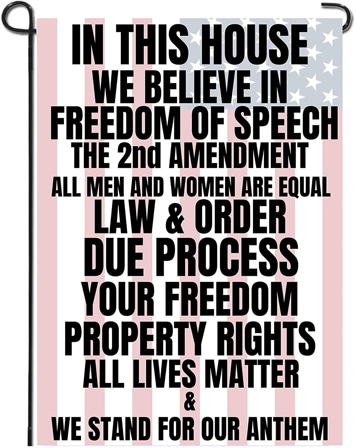 In this house we believe in the 2nd amendment Garden Flag, 12"X18" Conservative Patriotic Free Speech Yard Sign - LiberTee Shirts