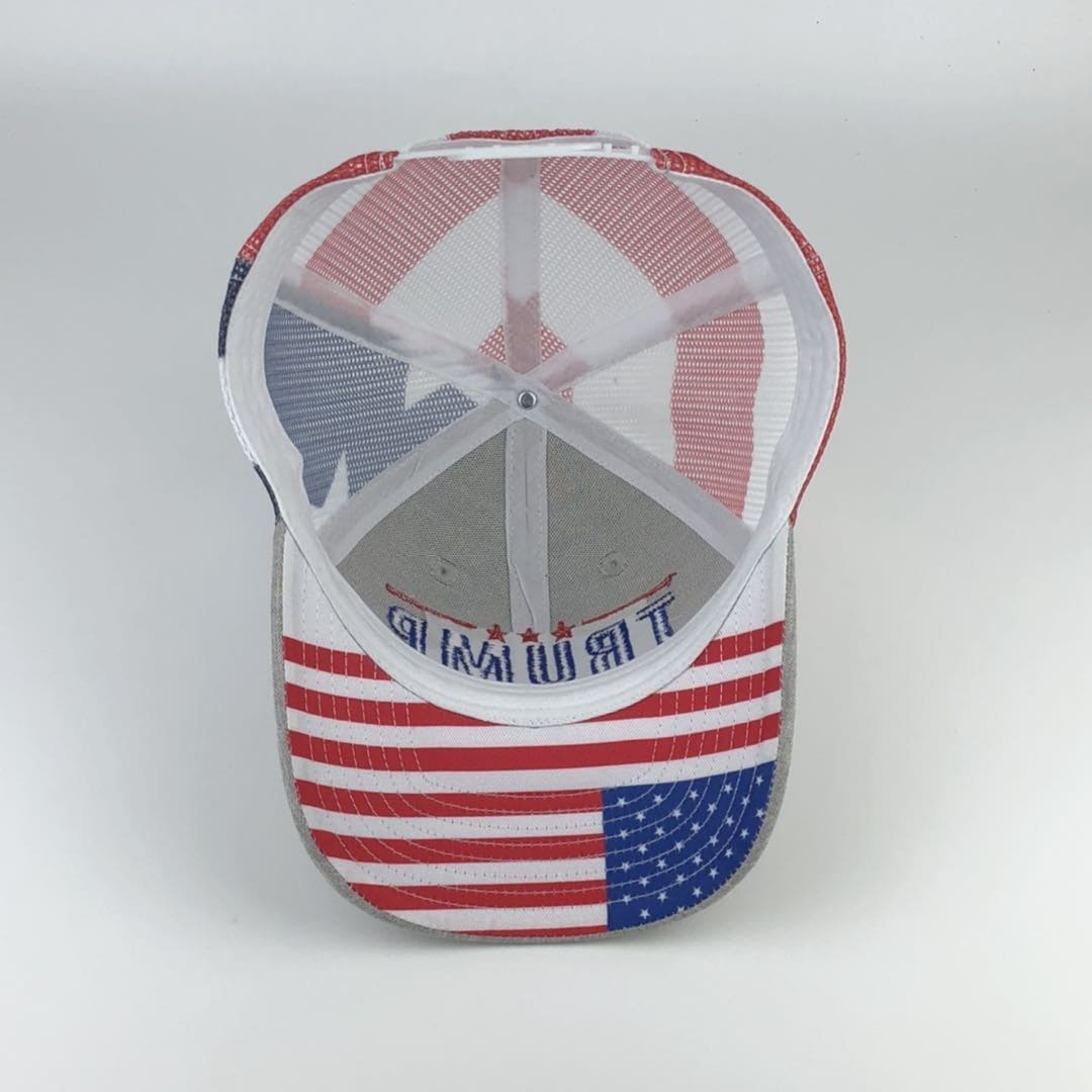 Trump 2024 Save America American Flag Mesh Trucker Hat - LiberTee Shirts