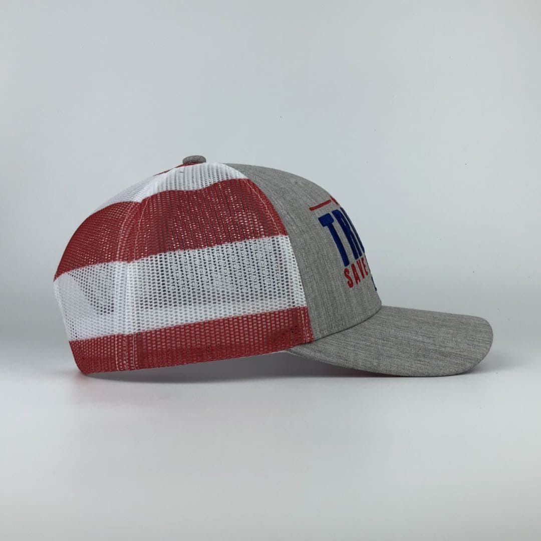 Trump 2024 Save America American Flag Mesh Trucker Hat - 2 Hats - LiberTee Shirts