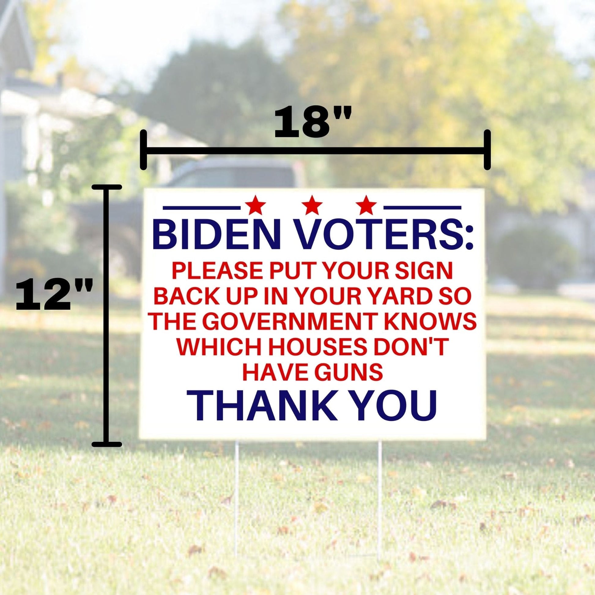 Anti Biden Pro 2nd Amendment 18"x12" Double-Sided Yard Sign - 2 PIECES - LiberTee Shirts