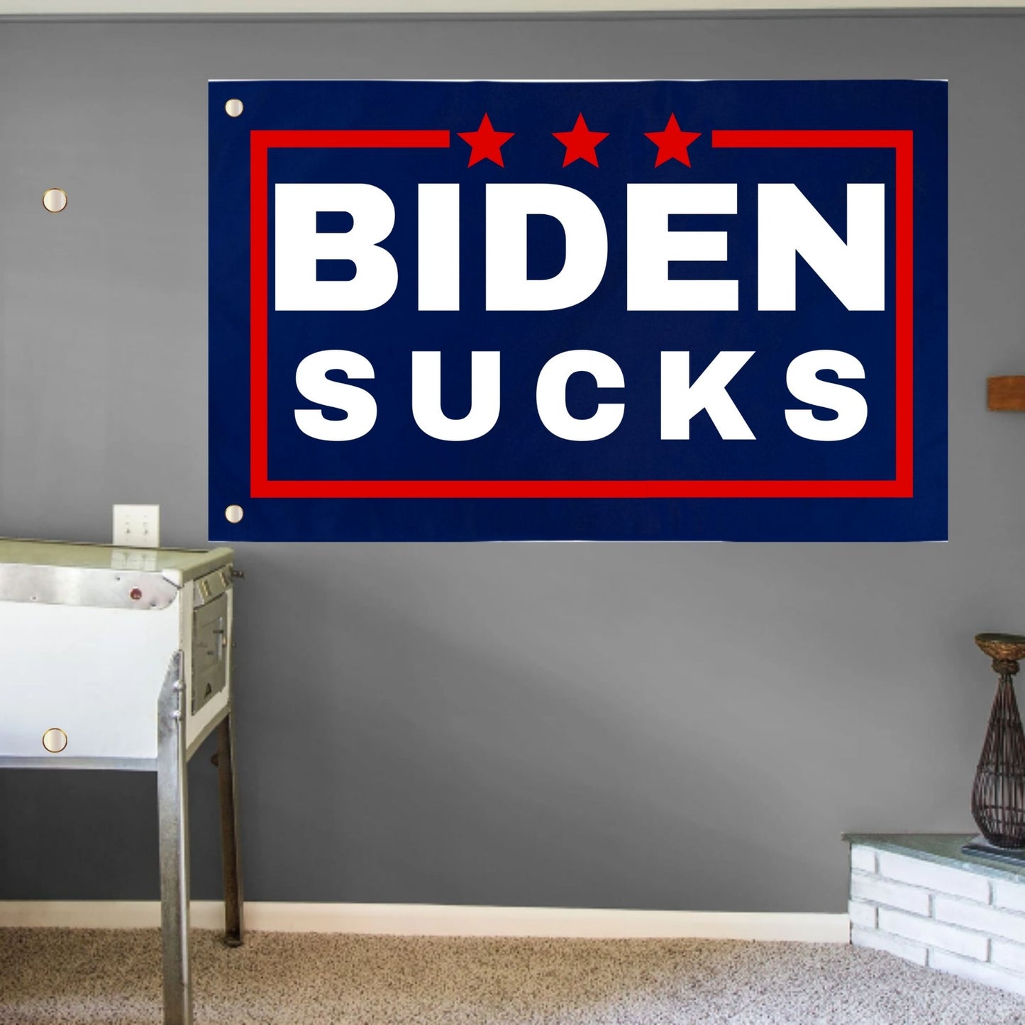 Joe Biden Sucks Wall Flag | Funny Anti Biden 3x5 ft Single-Sided Banner with Grommets | Great Gift Idea for Trump Supporter Republicans - LiberTee Shirts