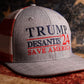 Trump DeSantis 2024 American Flag Back Mesh Trucker Hat