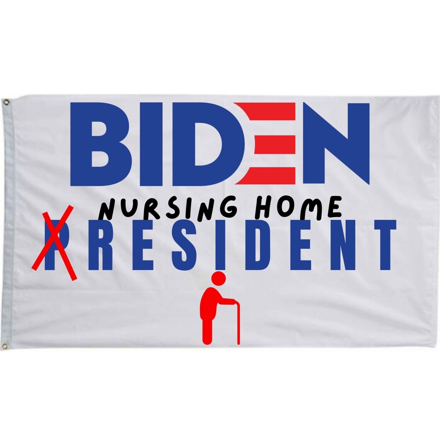 Joe Biden Nursing Home Resident Wall Flag | Funny Anti Biden 3x5 ft Single-Sided Banner with Grommets | Great Gift Idea for Trump Supporter Republicans - LiberTee Shirts