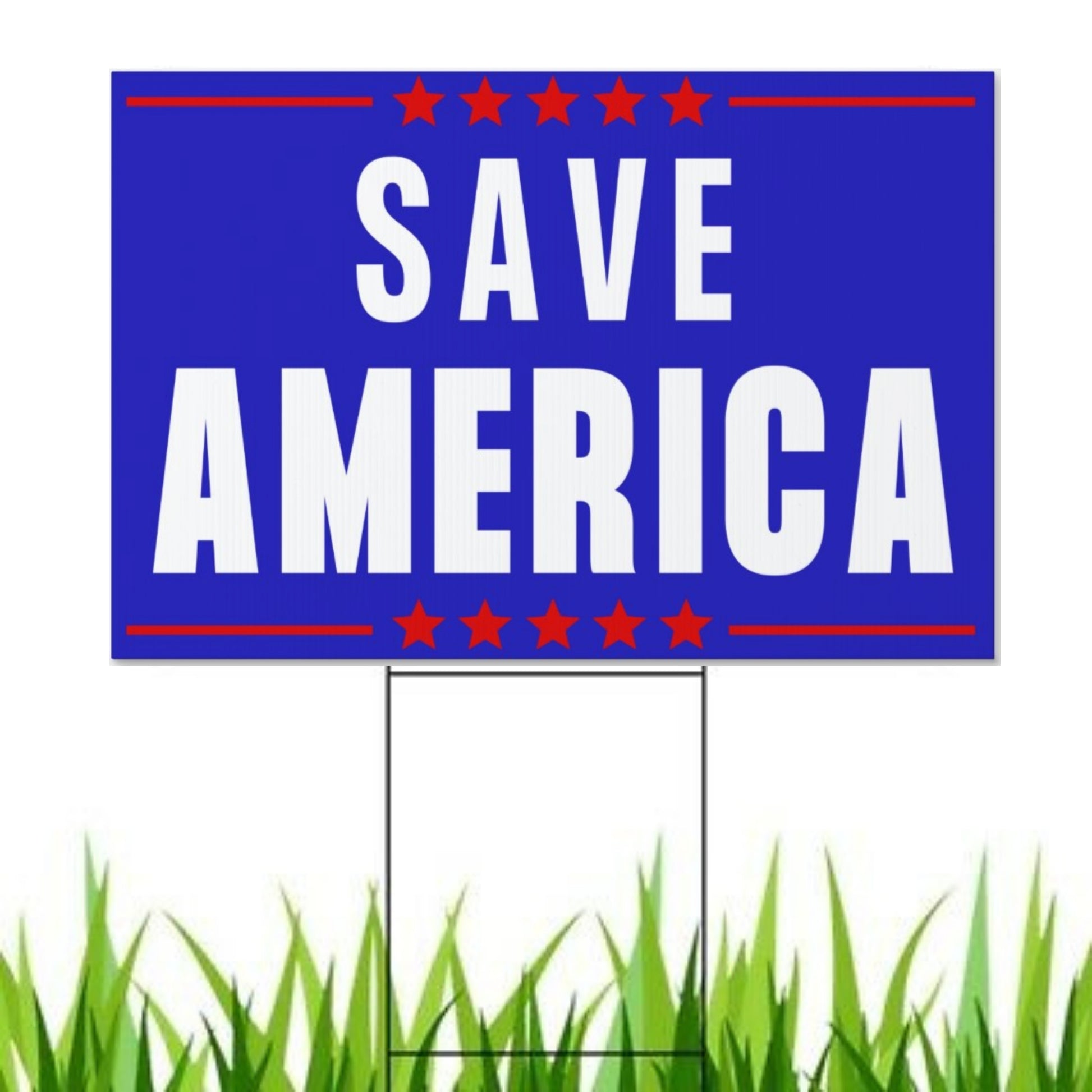 Save America Yard Sign | Trump '24 Save America Slogan 18" x 12" Lawn Sign with Metal Stake - LiberTee Shirts