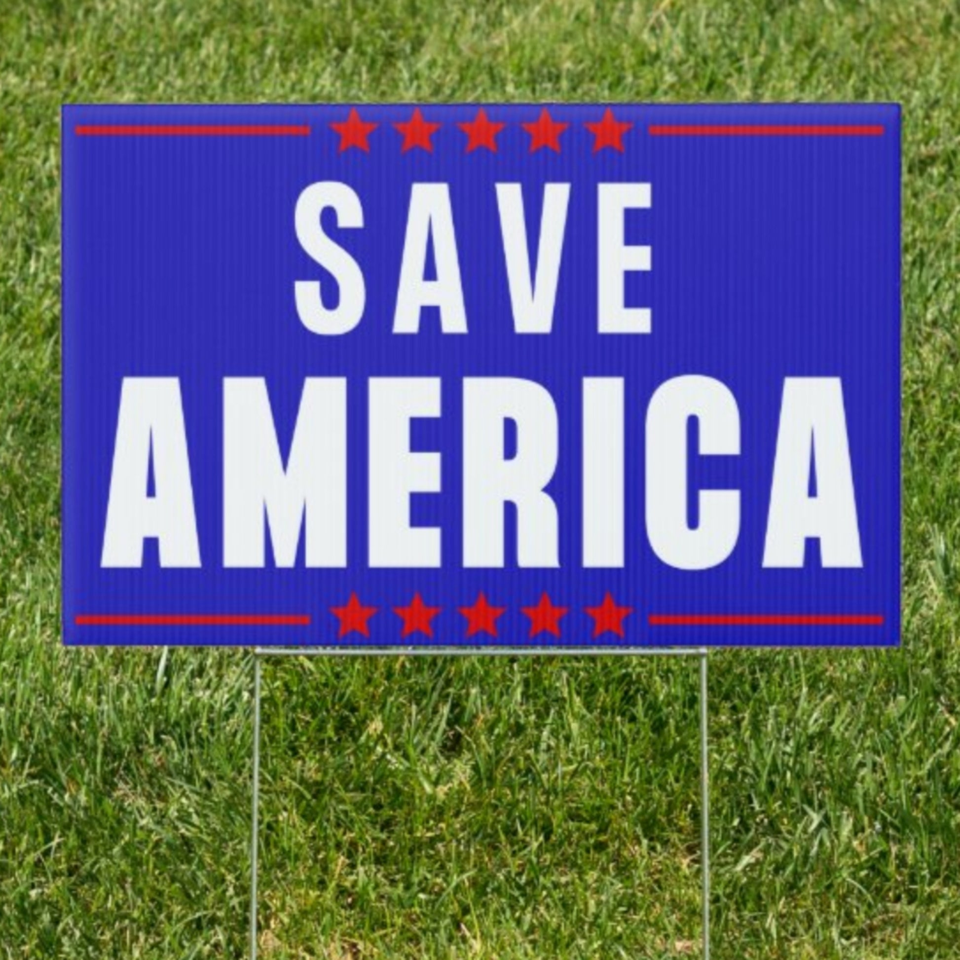 Save America Yard Sign | Trump '24 Save America Slogan 18" x 12" Lawn Sign with Metal Stake - LiberTee Shirts