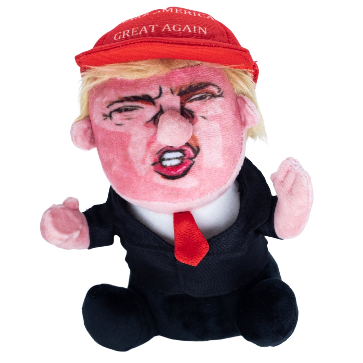 Donald Trump Talking Doll | Funny Trump Talking Figure Plush Toy with Make America Great Again Hat and 5 Quotes - LiberTee Shirts