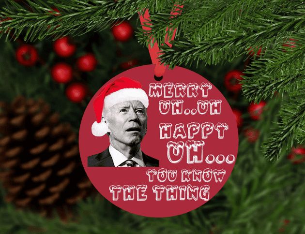 Funny Joe Biden Mumbling Christmas Ornament | Anti-Biden Hanging Ornament with Funny Quote - LiberTee Shirts