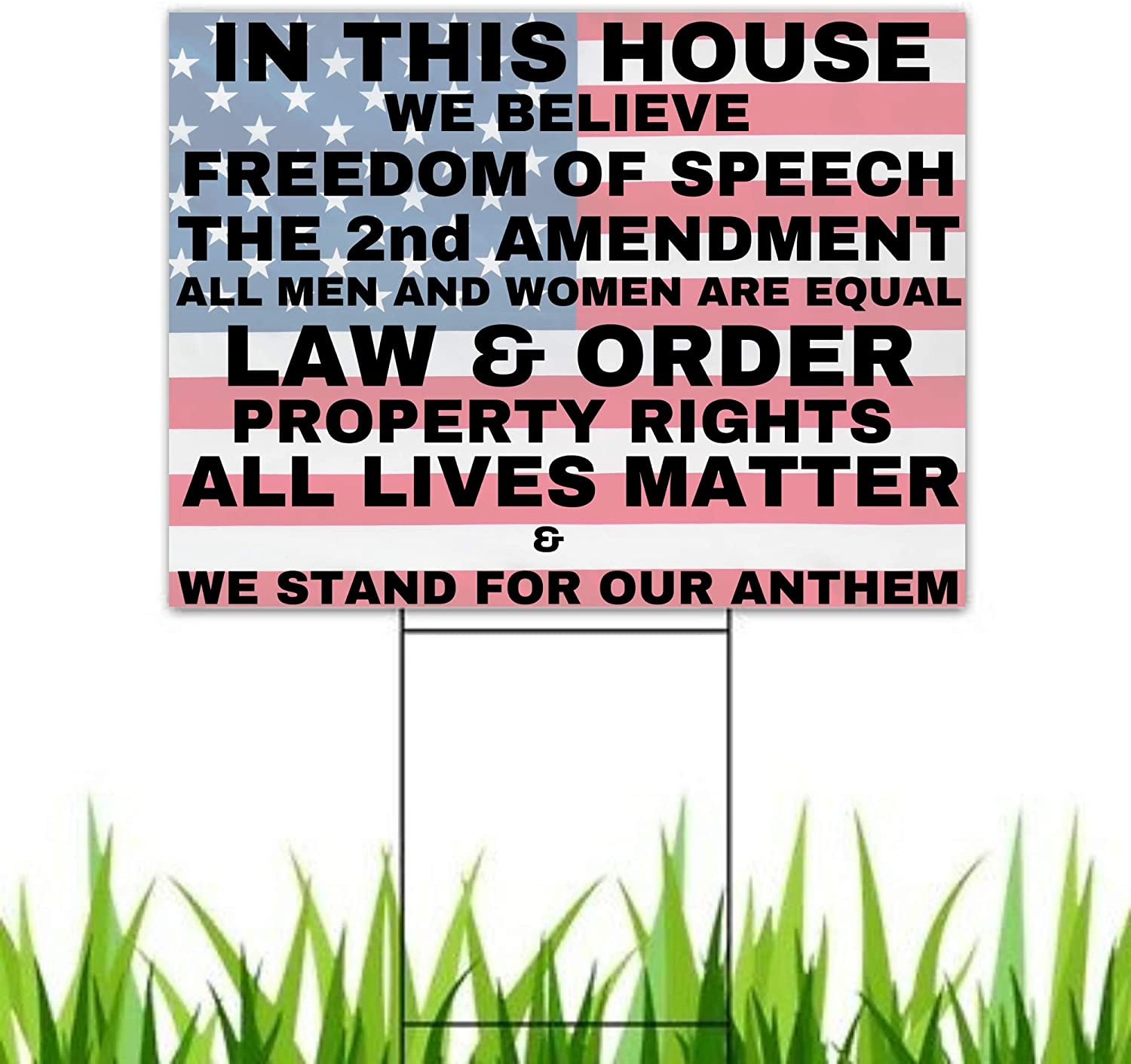 In This House We Believe in Freedom and Liberty Conservative 2nd Amendment Pro-America Yard Sign - LiberTee Shirts