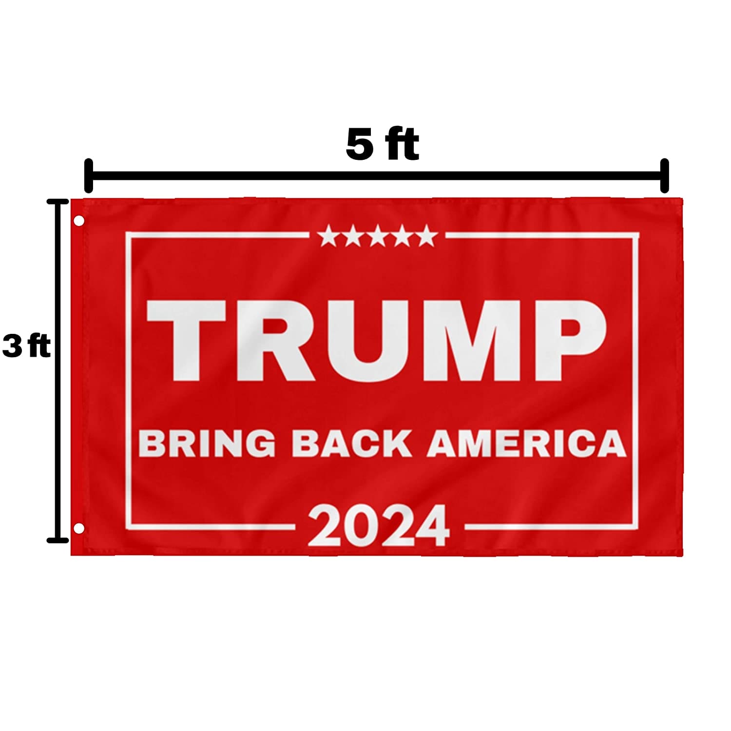 Trump 2024 Flag Bring Back America Red 3x5ft Flag for Donald Trump '24 Save America Supporters - 2 Flags - LiberTee Shirts
